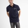 Heren LERROS | Poloshirt Met Tonale Strepen Classic Navy