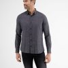 Heren LERROS | Lrs Shirt Met Lange Mouwen In Gemeleerde Look Dark Graphite