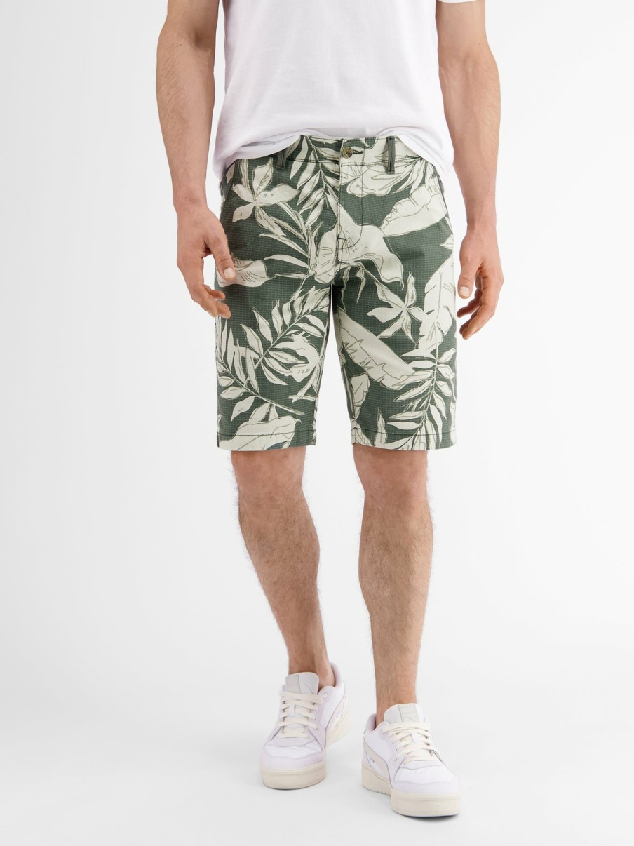 Heren LERROS | Bermuda Short Met Een All-Over Print Chilled Olive