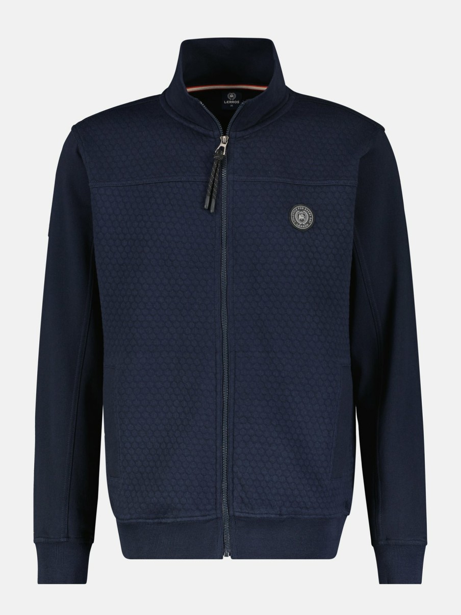 Heren LERROS | Sweatjacke Mit Frontsteppung Navy