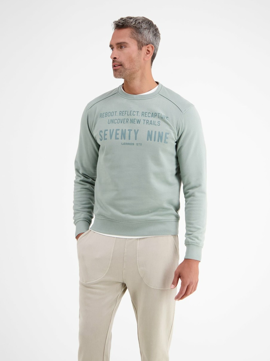 Heren LERROS | Sweatshirt Van French Terry Badstof Met Ronde Hals Green