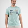 Heren LERROS | T-Shirt Met Design Fotoprint Tinted Aqua