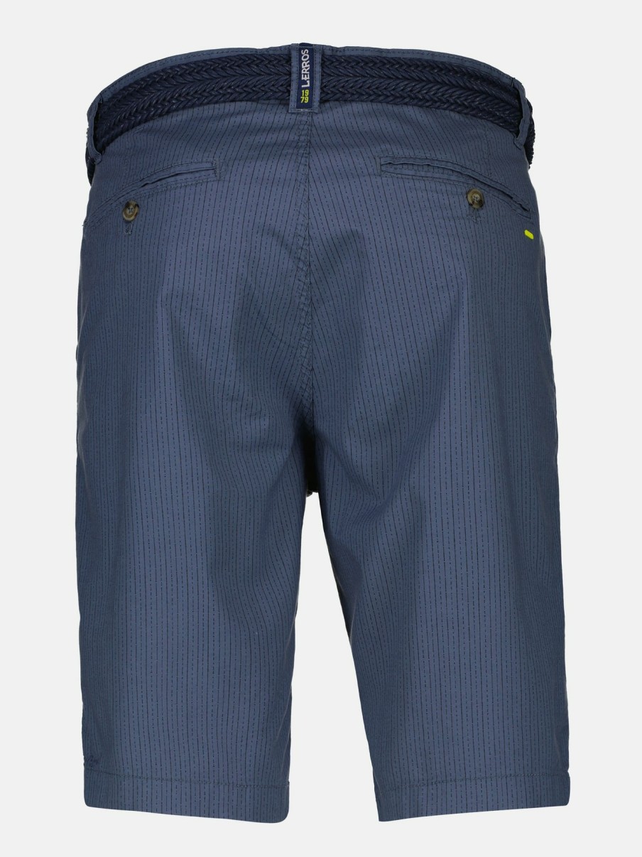 Heren LERROS | Bermudashort Van Stretchkatoen Dusty Blue