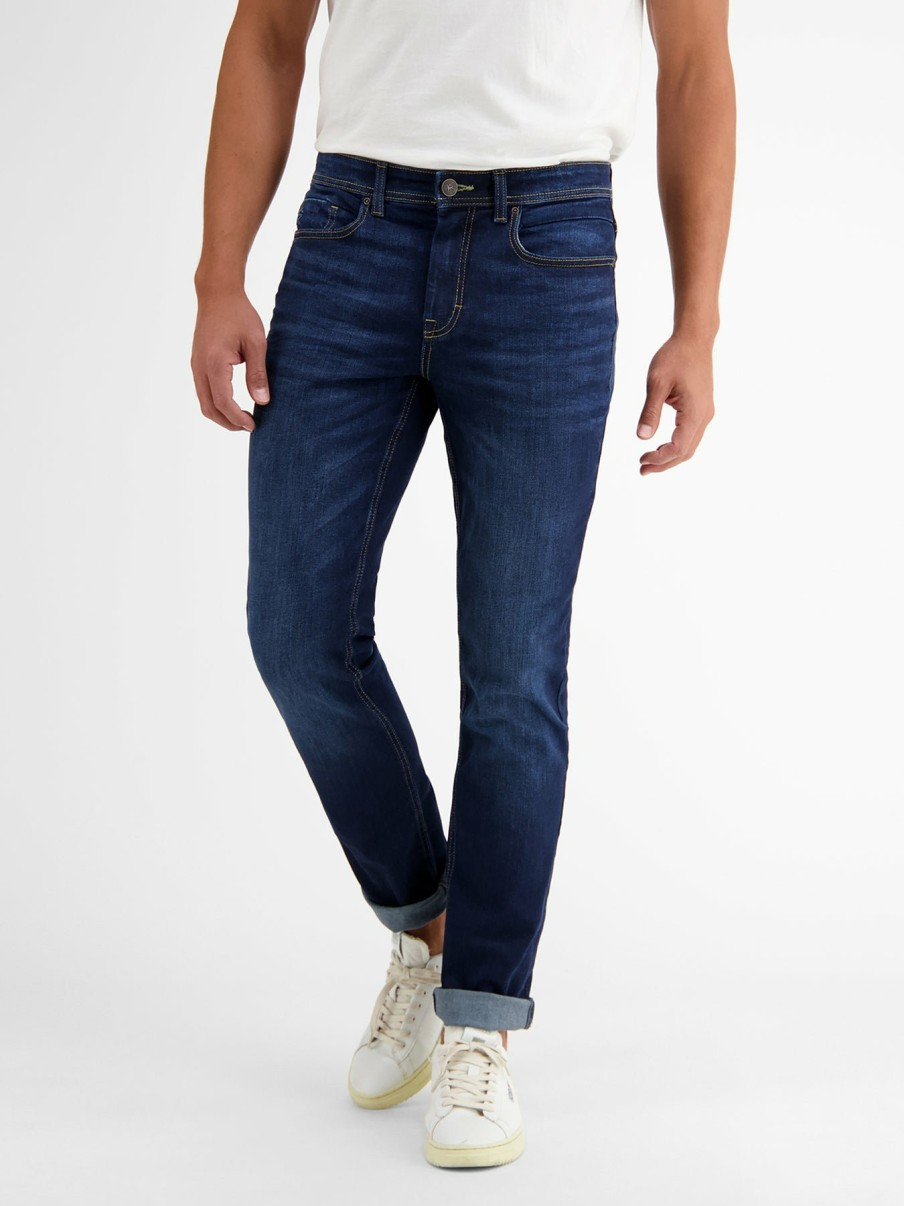 Heren LERROS | Baxter 5-Pocket-Denim In Used-Look, Relaxed Fit, Blauw Dark Blue