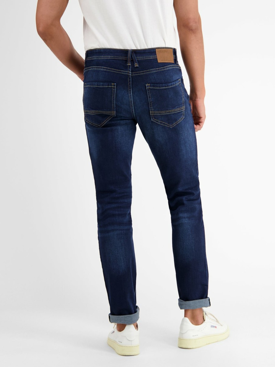 Heren LERROS | Baxter 5-Pocket-Denim In Used-Look, Relaxed Fit, Blauw Dark Blue