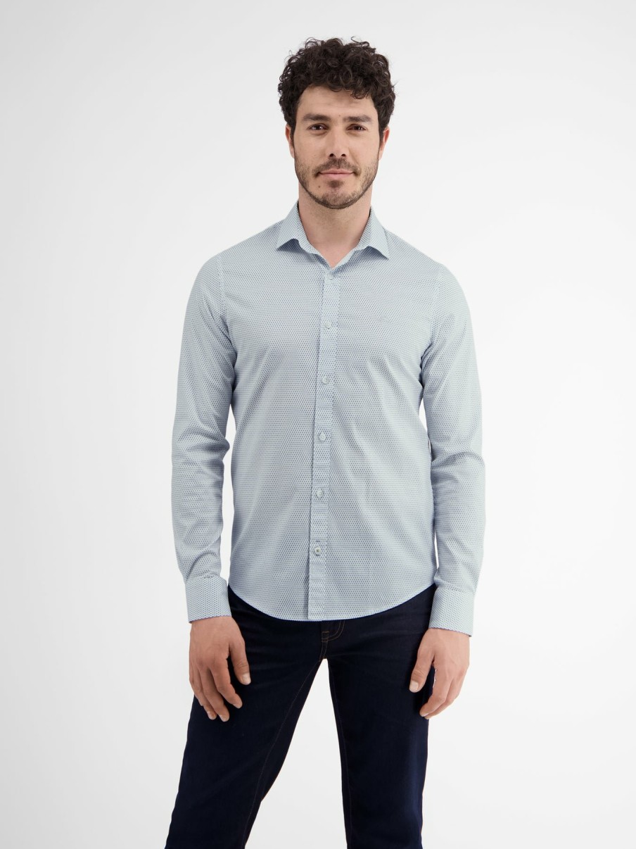 Heren LERROS | Shirt Met Lange Mouwen En Minimale Aop