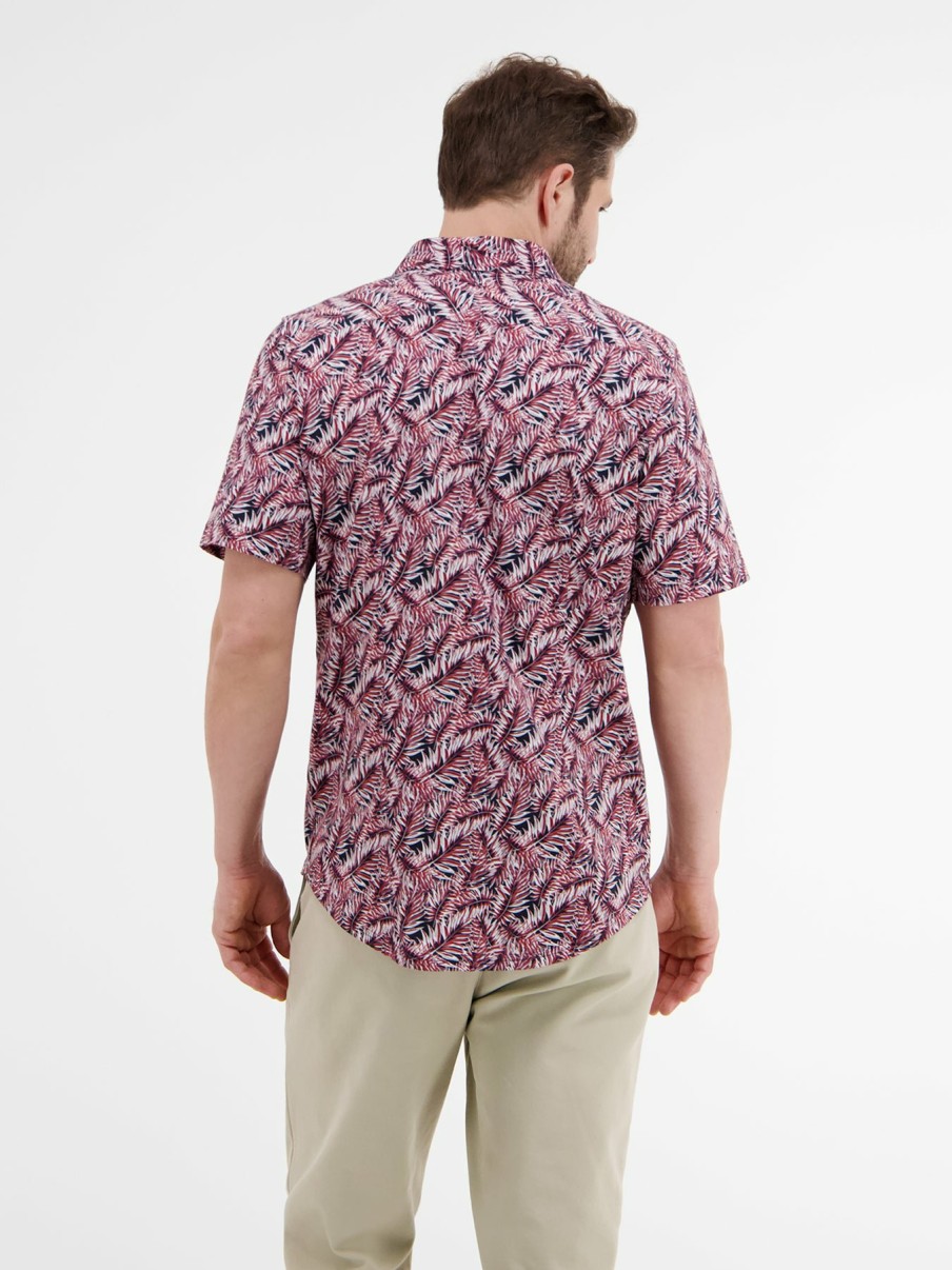 Heren LERROS | Zomers Overhemd Met Korte Mouwen En Bloemenprint Rugged Pink Mel