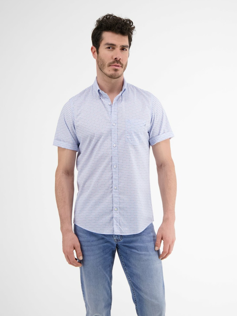 Heren LERROS | Shirt Met Korte Mouwen, Geometrisch Patroon