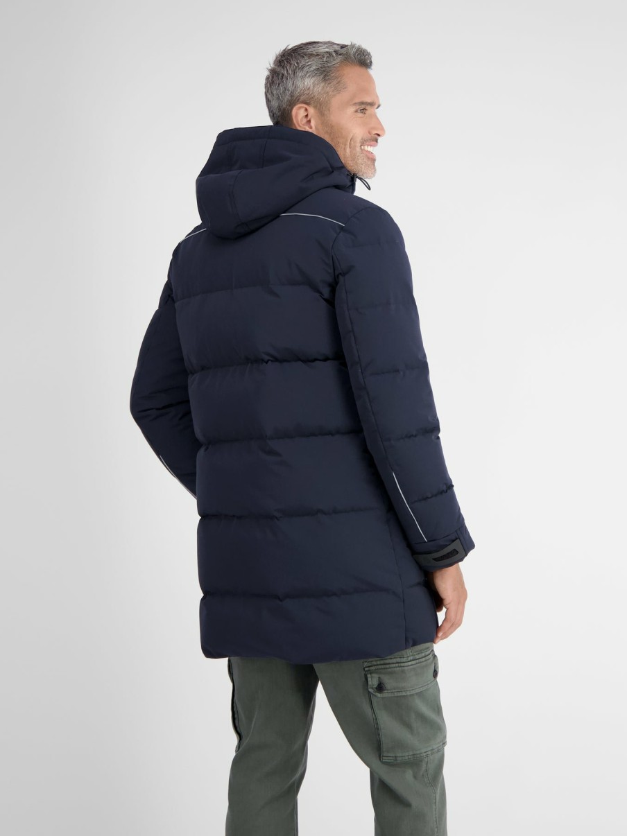 Heren LERROS | Lange Jas In Parka-Design. Gewatteerd Classic Navy