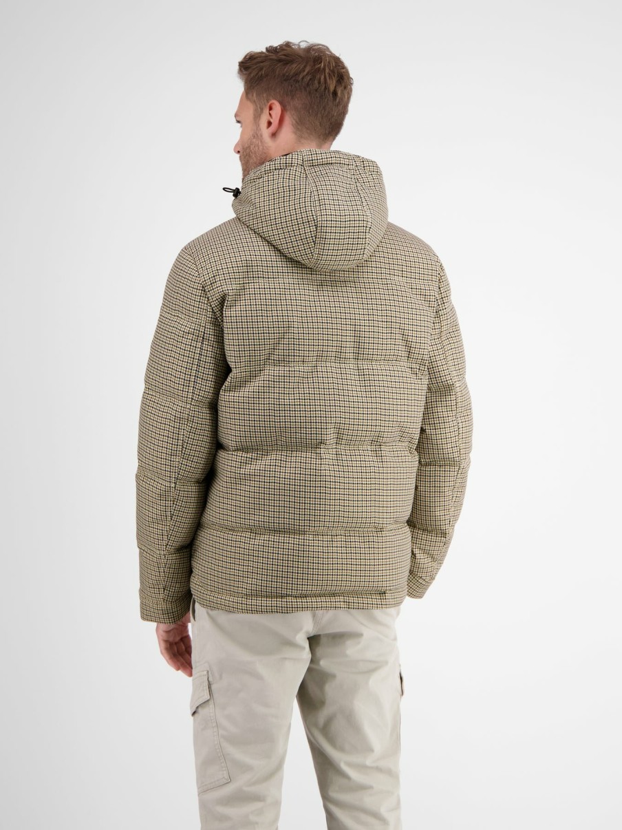 Heren LERROS | Gewatteerde Blouson. Geruit Soft Stone