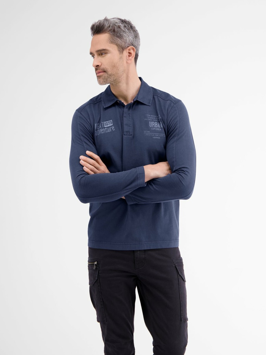 Heren LERROS | Rugbyshirt Met Lange Mouwen Classic Navy