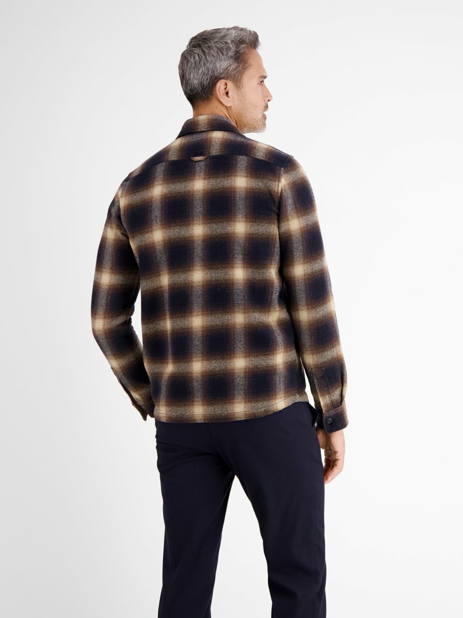 Heren LERROS | Shirt Met Lange Mouwen En Ritssluiting Buffalo Brown