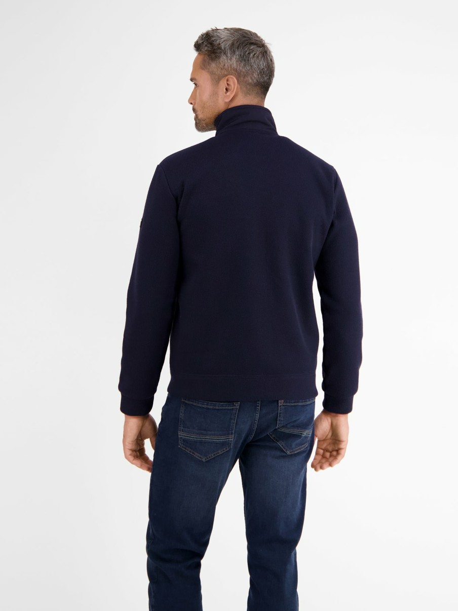 Heren LERROS | Sweatjack In Fleece-Look Dark Navy