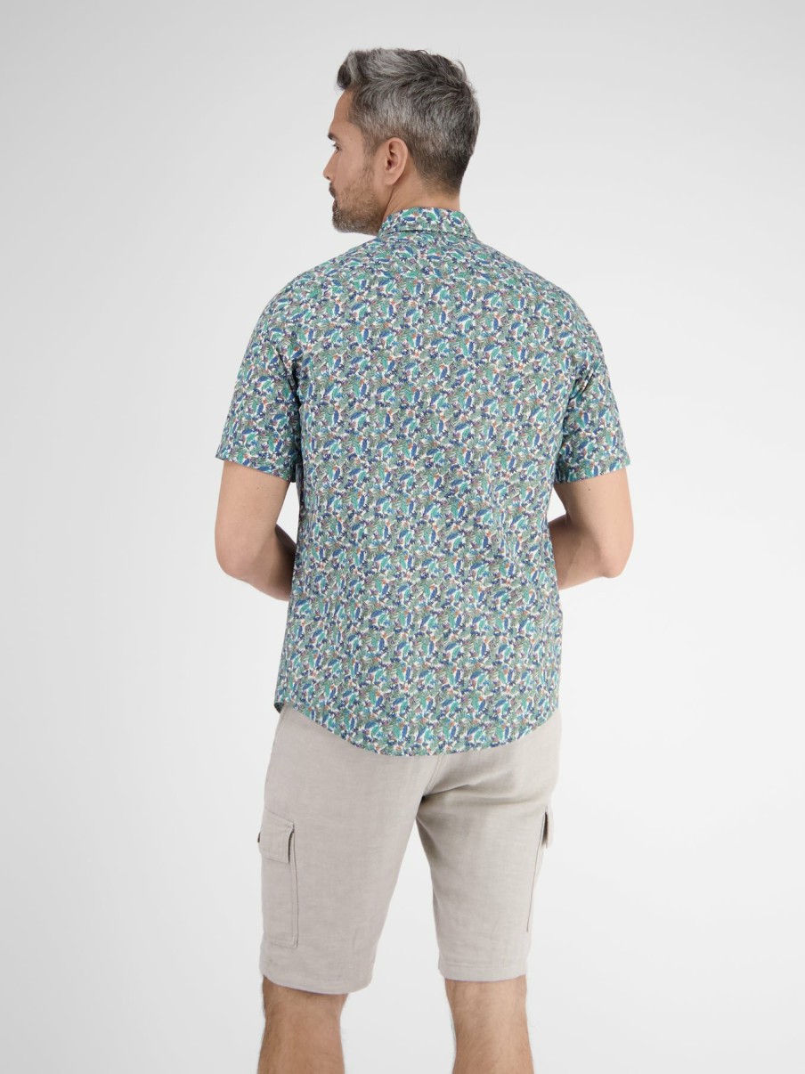 Heren LERROS | Shirt Met Korte Mouwen En Bloemenprint