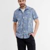 Heren LERROS | Shirt Met Korte Mouwen En All-Over Bloemenprint True Blue