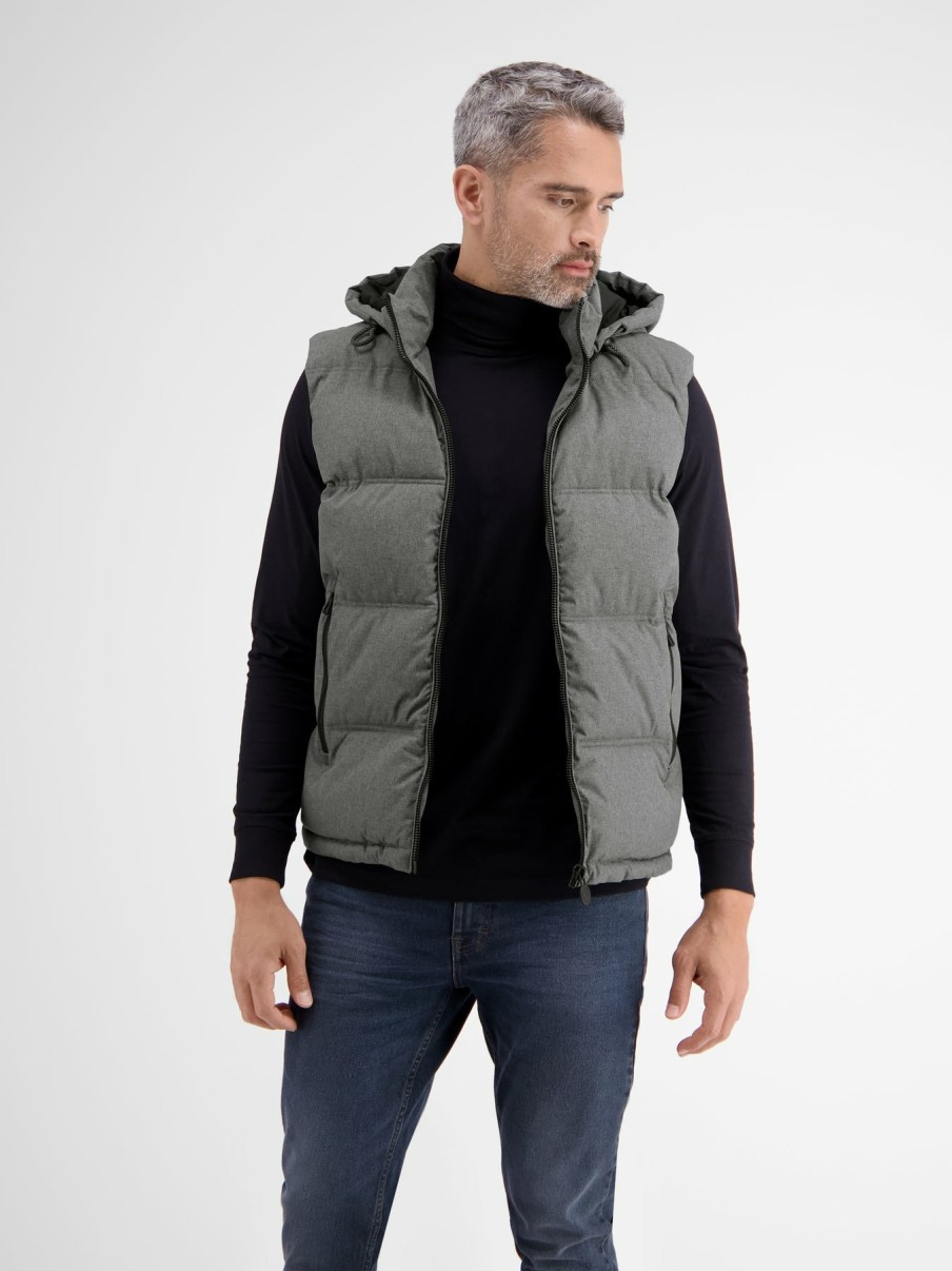 Heren LERROS | Gewatteerd Vest In Wollen Look Mid Grey Melang