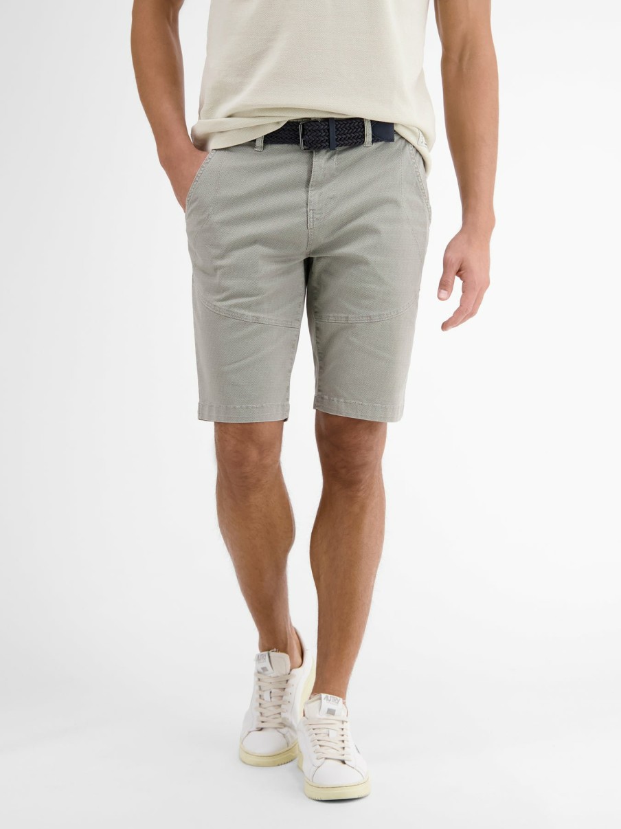 Heren LERROS | Chino Bermuda Short, Minimale All-Over Print Soft Stone