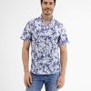 Heren LERROS | Shirt Met Korte Mouwen Met Bloemen Aop Travel Blue