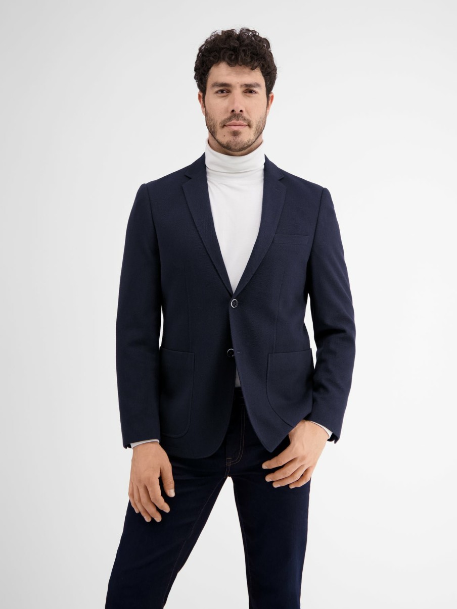 Heren LERROS | Jas Met Structuurpatroon. Effen Kleuren Classic Navy