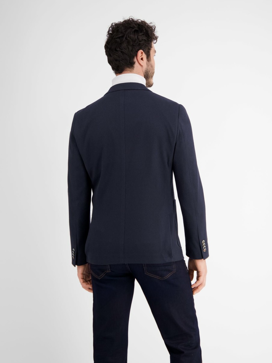 Heren LERROS | Jas Met Structuurpatroon. Effen Kleuren Classic Navy