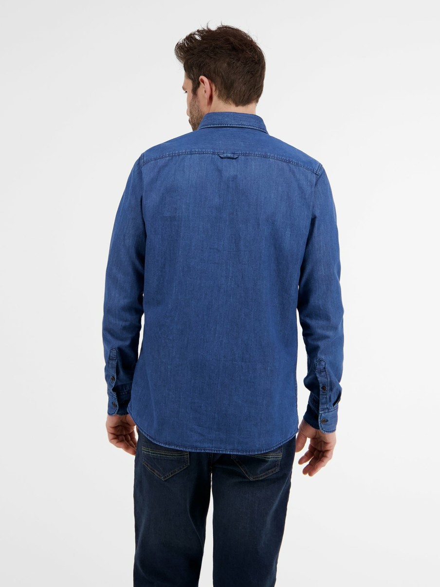 Heren LERROS | Stijlvol Denim Overhemd Met Button-Down Kraag, Regular Fit True Blue