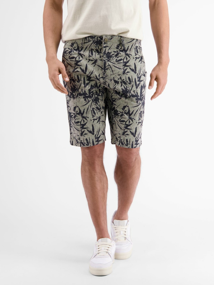 Heren LERROS | Chino Bermuda Short Met Bloemenprint Soft Stone