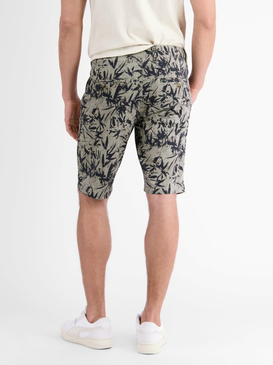 Heren LERROS | Chino Bermuda Short Met Bloemenprint Soft Stone